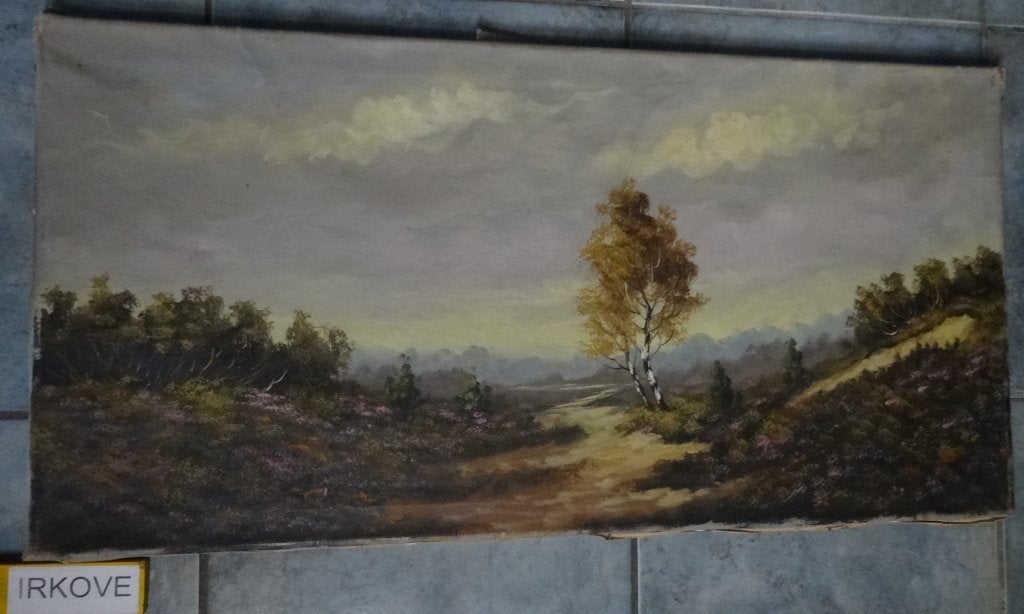 HEIDE MET BERKEN * OLIEVERF * Geen Lijst *, Doek, Ophalen of Verzenden, Landschap, Olieverf