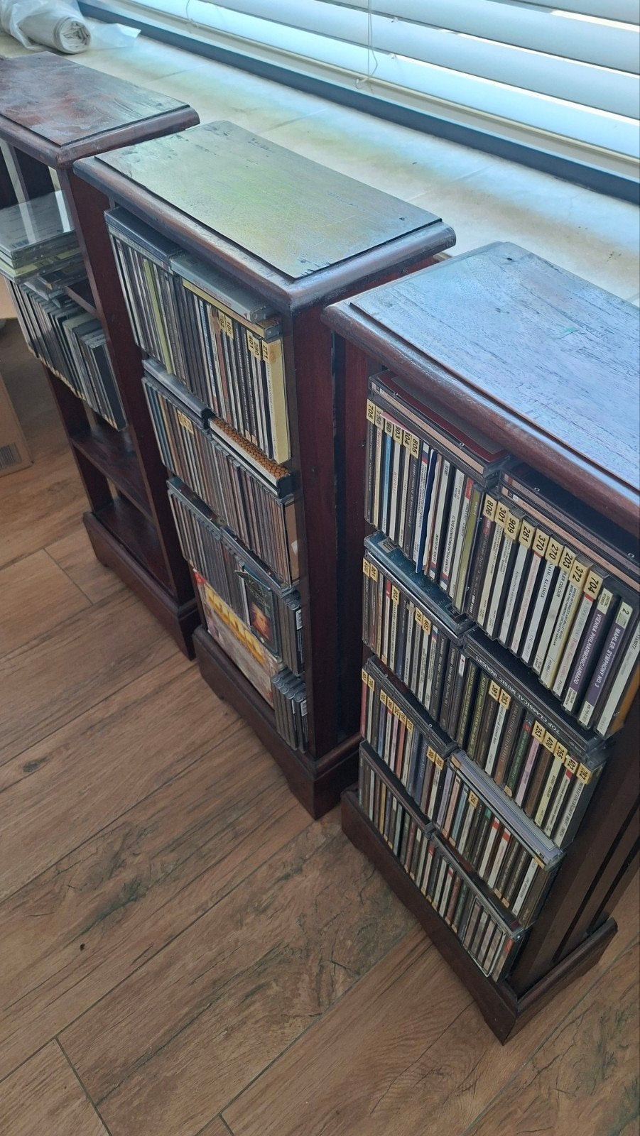 Set van 3 houten CD/DVD opbergkasten, Huis en Inrichting, Woonaccessoires | Cd- en Dvd-rekken, Ophalen, Gebruikt, 150 discs of meer