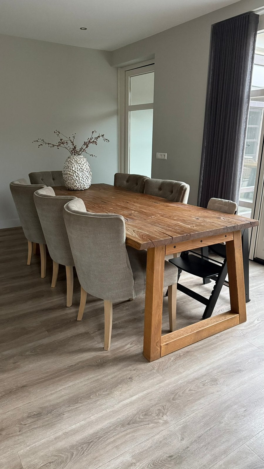 Eiken boomstamtafel, Ophalen, Gebruikt, Eikenhout, 200 cm of meer