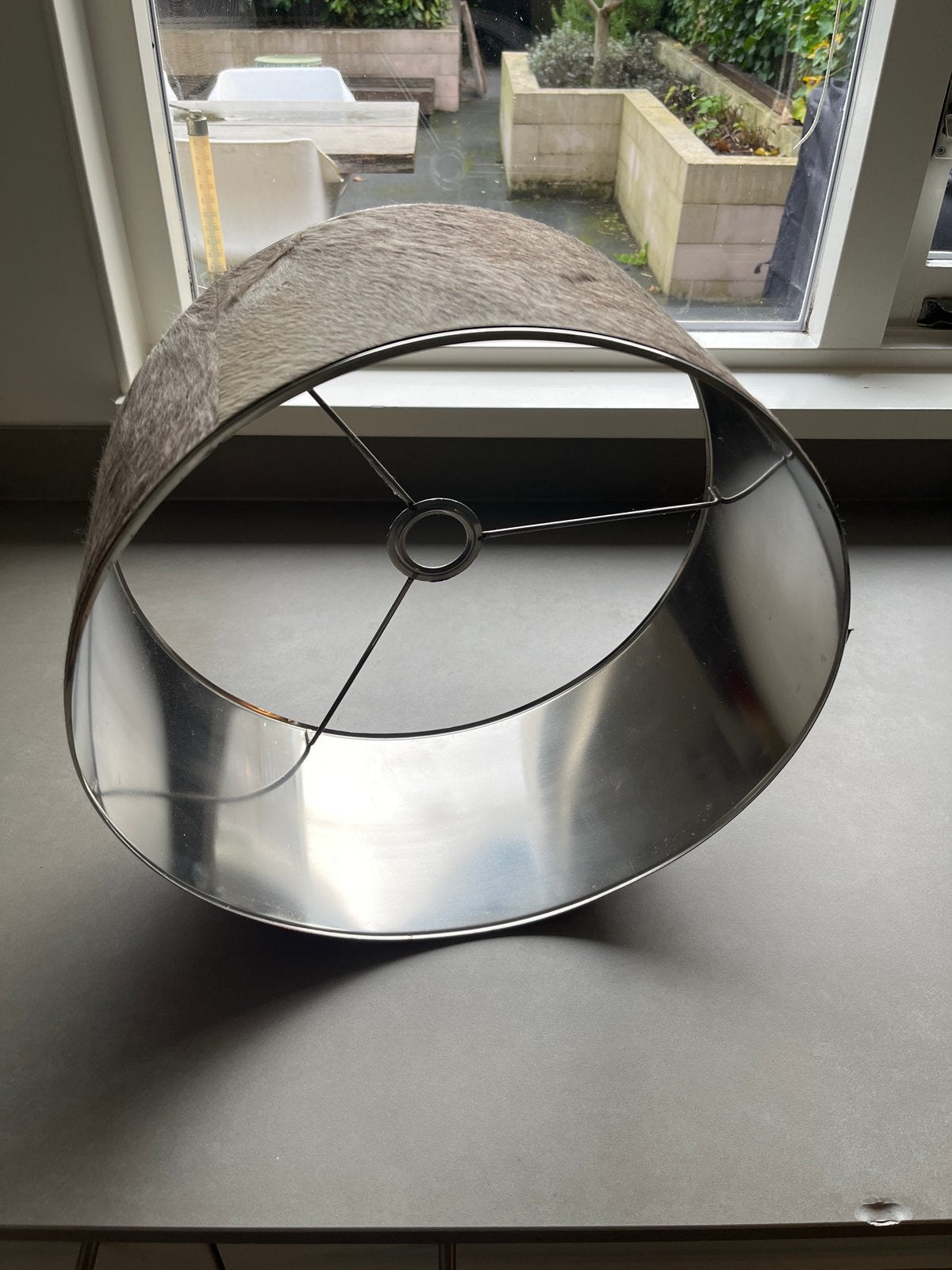 Stijlvolle lampenkap met koeienhuid print, Hanglamp, Bruin, Natuurlijk materiaal, Rond