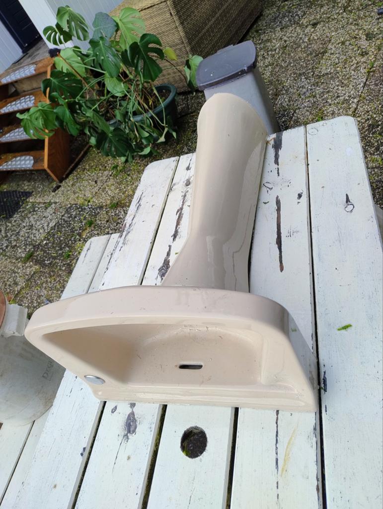 Retro vintage wastafel met voet, Doe-het-zelf en Verbouw, Sanitair, Ophalen, Gebruikt, Wastafel