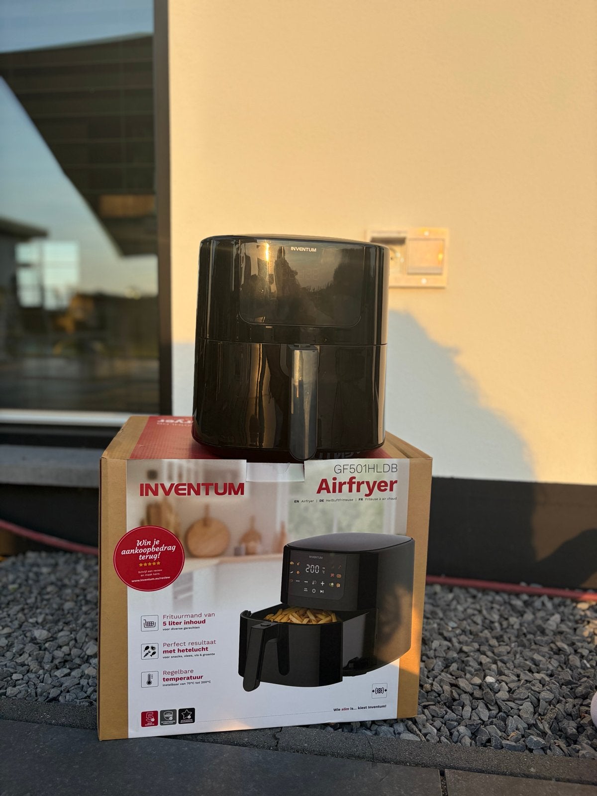 Inventum GF501HLDB Airfryer - 5L, 1500W, Zwart, Ophalen of Verzenden, Nieuw, Airfryer, 1500 gram of meer