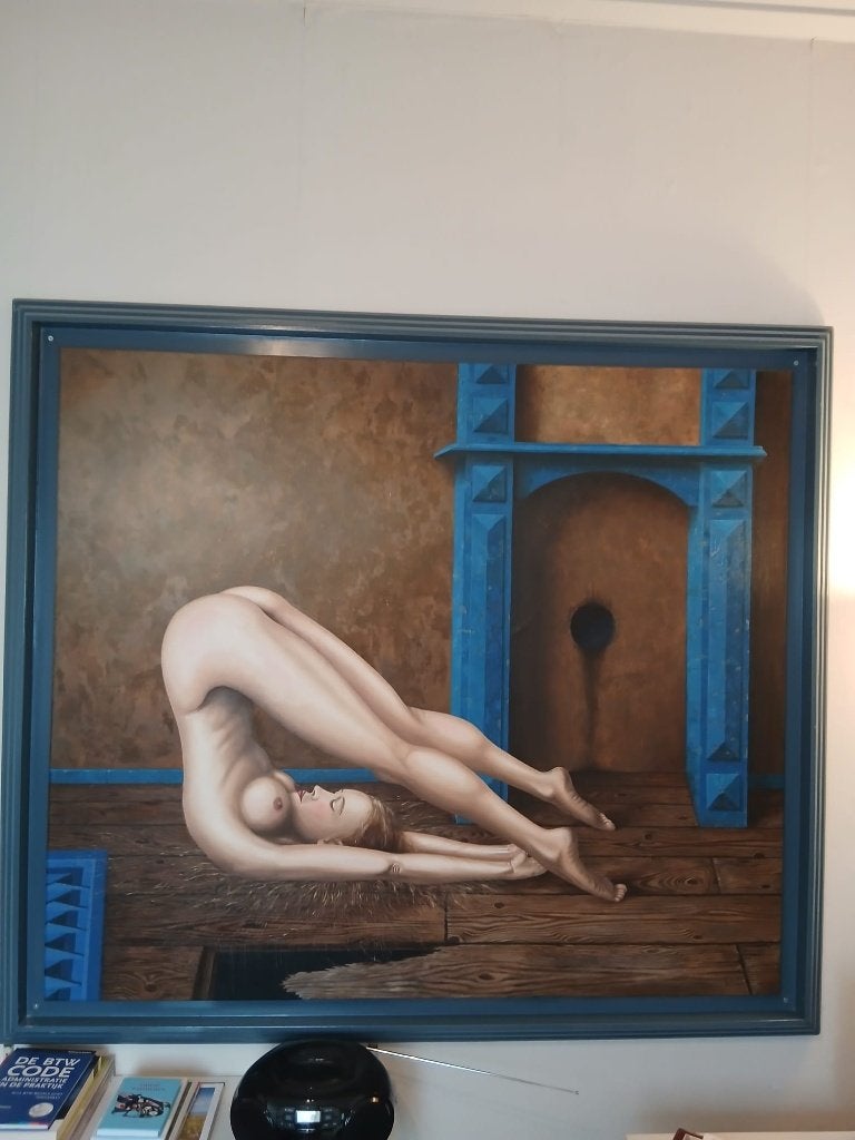 Groot Surrealistisch Schilderij (II), Antiek en Kunst, Kunst | Schilderijen | Modern, Ophalen