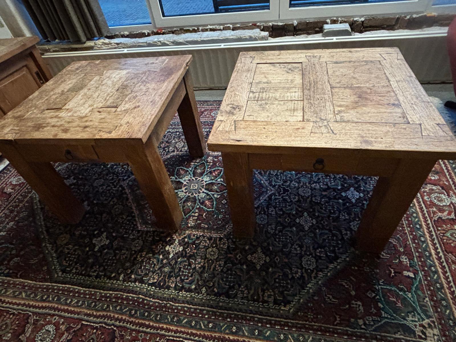 Gratis (2) teak houten salontafeltjes 60x60x50, Ophalen, 50 – 75, Gebruikt, 50 tot 100 cm