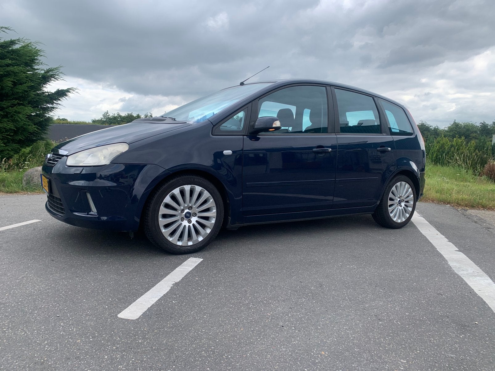 Ford C MAX Titanium 1.8 2008 Blauw Airco Trekhaak, Voorwielaandrijving, Zwart, 4 cilinders, Blauw