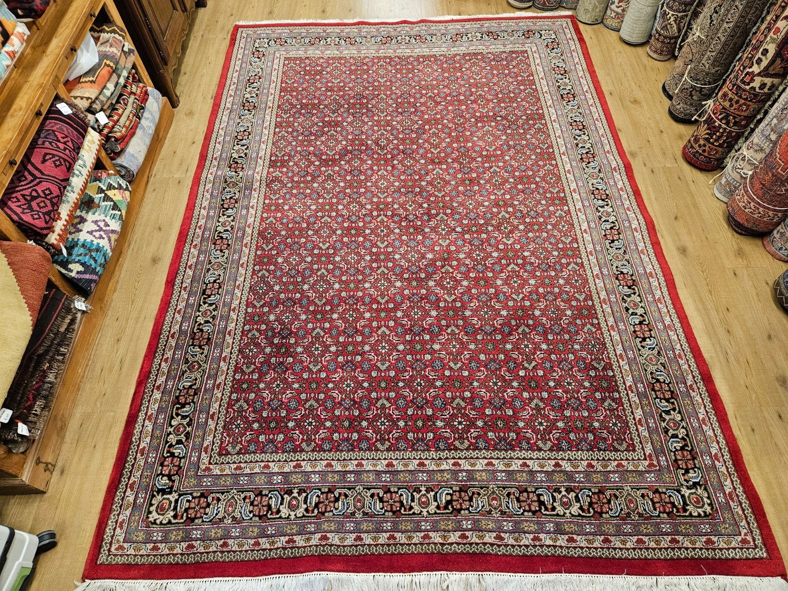 Vintage handgeknoopt oosters tapijt herati in zeer goede sta, Info@SlatsAntiek.nl, Tweedehands, Perzisch, 200 cm of meer
