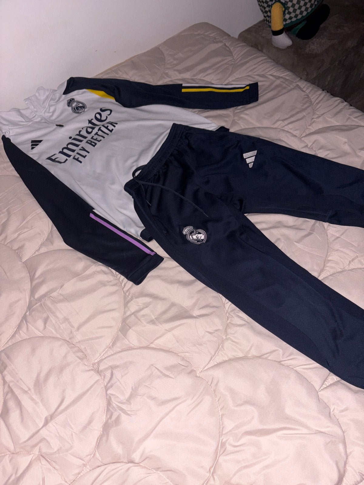 Real Madrid trainingspak - Wit/Donkerblauw, Meerkleurig, Ophalen of Verzenden, Voetbal, Gedragen