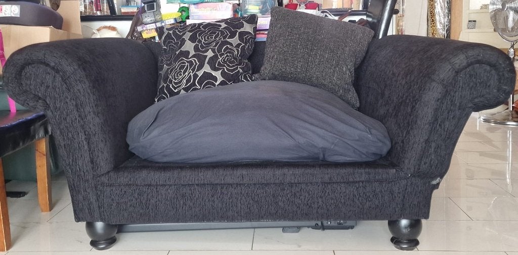 Antraciet 2-zits loveseat (165x94x76 cm) – goede staat, Ophalen, Gebruikt, Klassiek / Lounge, 150 tot 200 cm