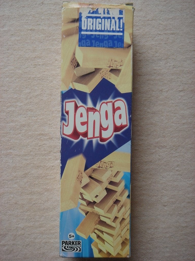 LEUK: Originele Jenga - Houten versie, Een of twee spelers, Ophalen of Verzenden, Gebruikt, MB Spellen