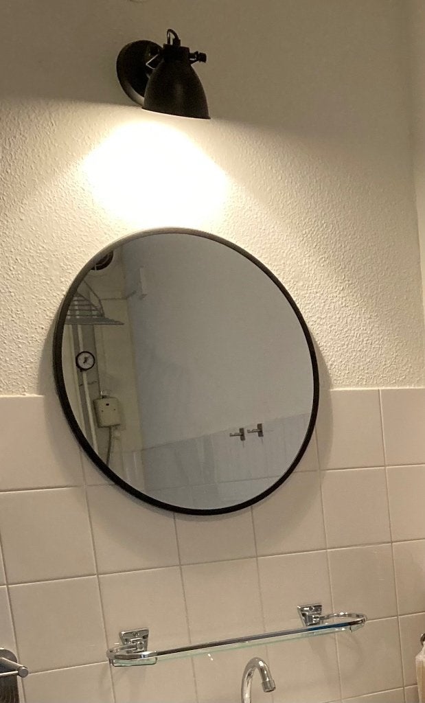 Badkamerlamp + ronde spiegel, Huis en Inrichting, Ophalen, Minder dan 50 cm, Rond, Zo goed als nieuw