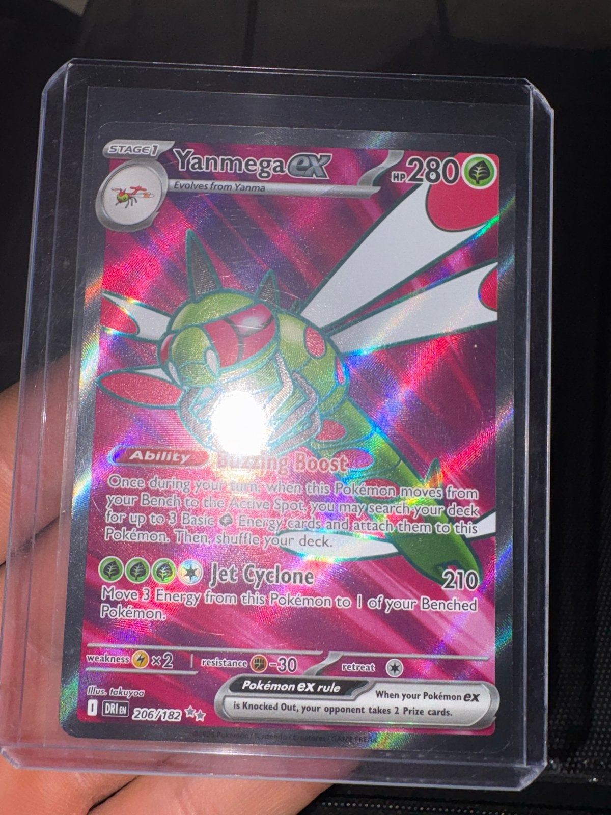 Yanmega ex 206/182 - Obsidian Flames Pokémon kaart, Ophalen of Verzenden, Zo goed als nieuw, Losse kaart, Foil