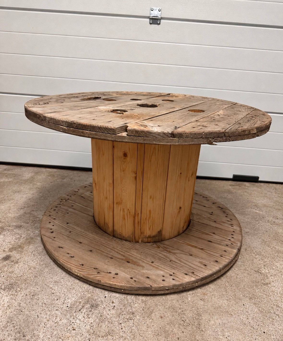 Te koop; houten kabel haspel voor evt tafel., Ophalen, Gebruikt, Rond, Hout