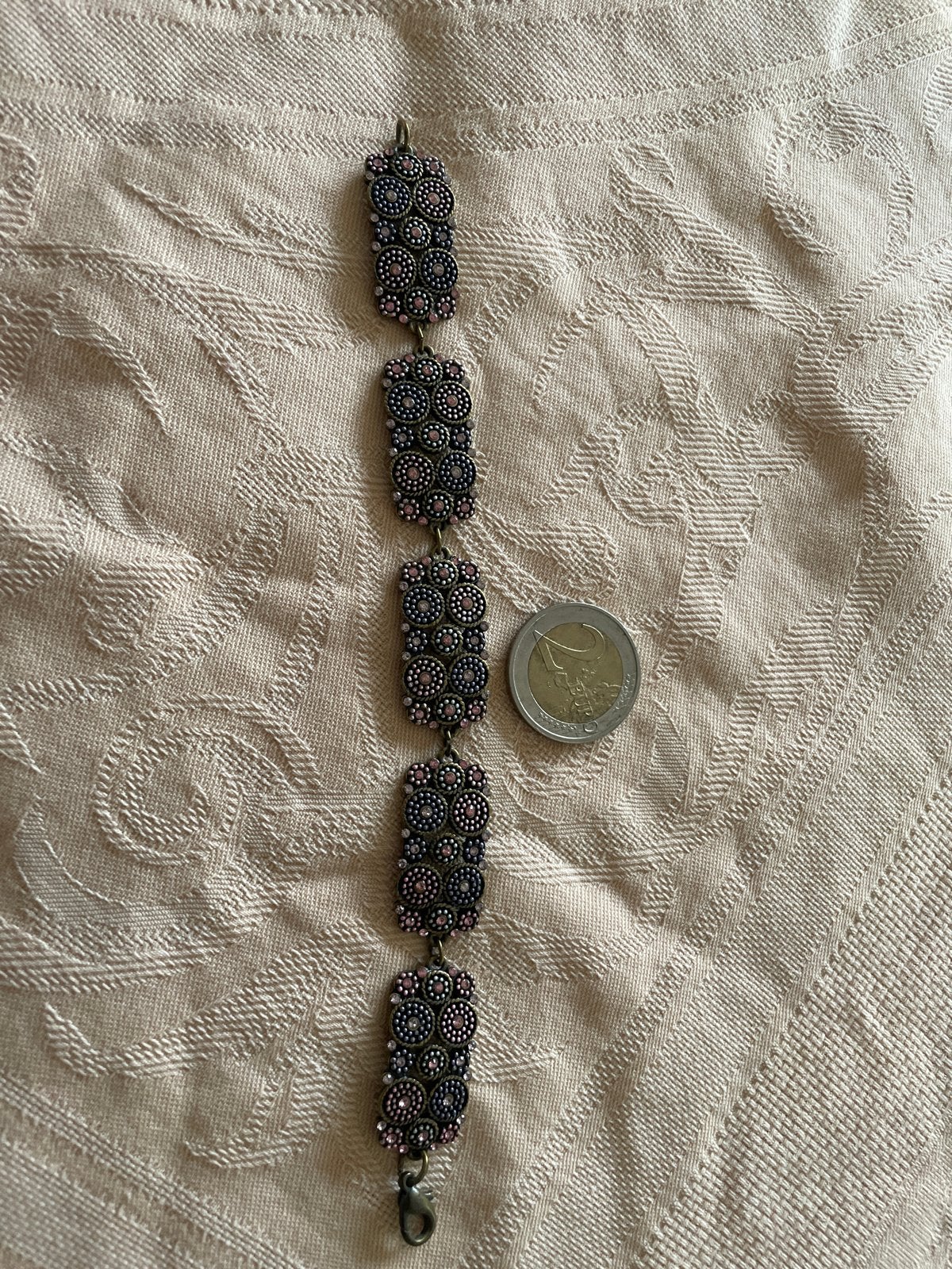 Vintage Armband met Paarse en Roze Steentjes, Overige materialen, Paars, Ophalen of Verzenden, Zo goed als nieuw