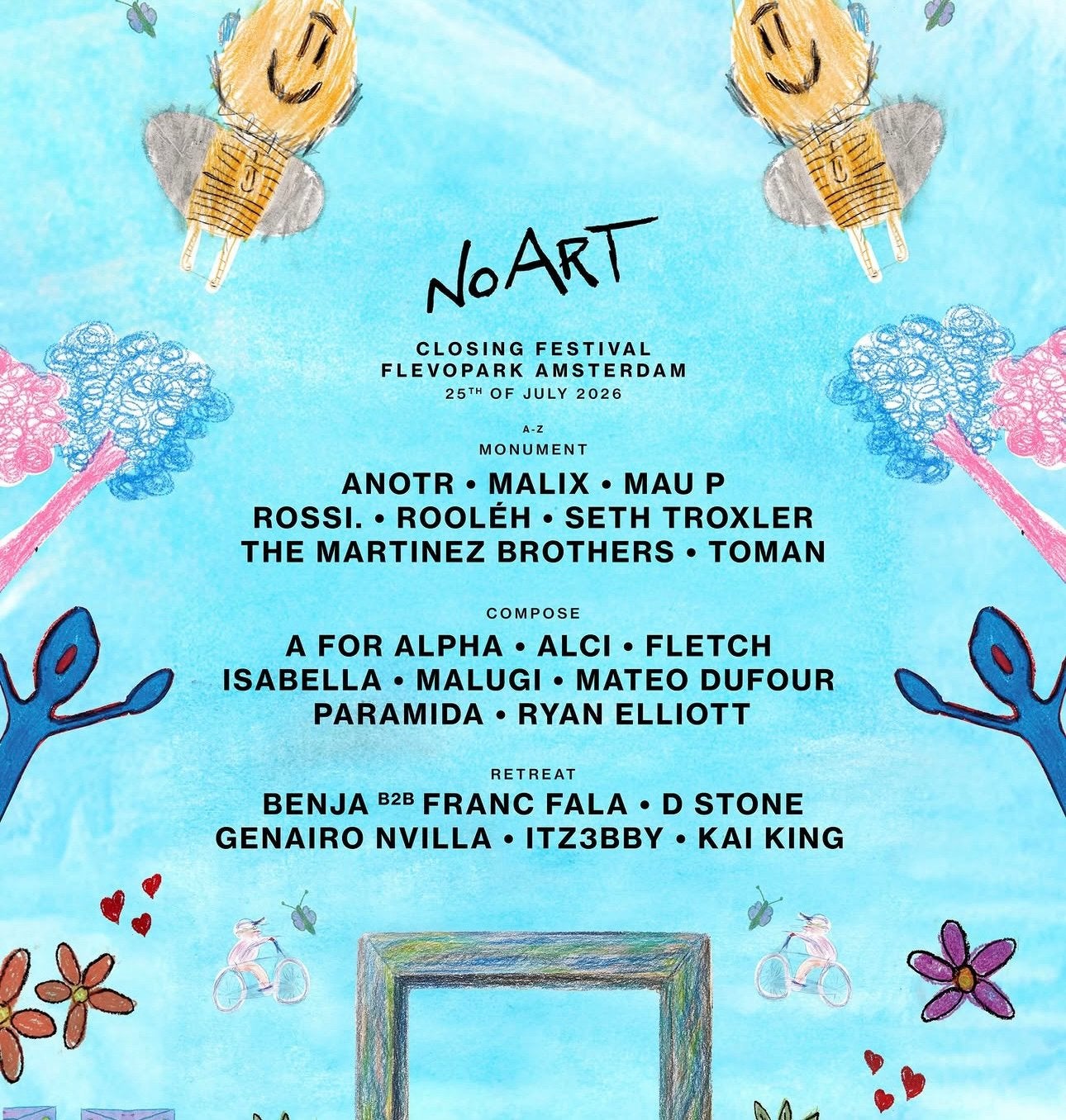 No Art closing festival 25 juli. Meerdere kaarten te koop!, Drie personen of meer