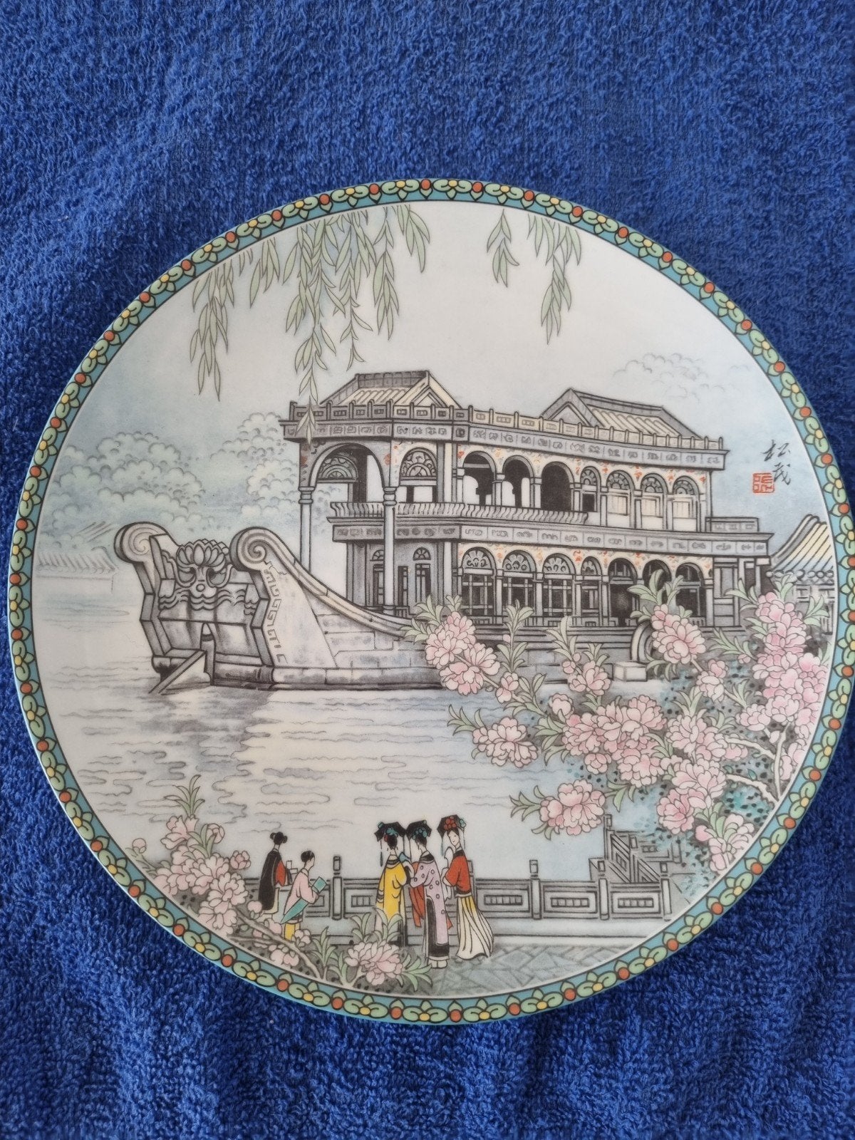 Decoratieve Chinese porseleinen wandplaat - Boot, Ophalen of Verzenden