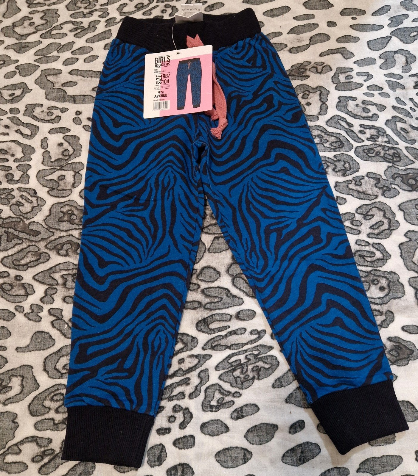 Meisjes Joggingbroek Zebra / Tijgerprint -  Maat 98/104, Zwart, Ophalen of Verzenden, Zo goed als nieuw, Maat 34 (XS) of kleiner