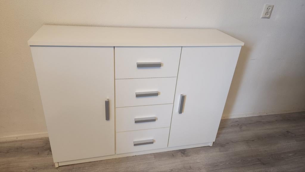 Witte kast met lades en deuren - 118x88x35 cm, Huis en Inrichting, Kasten | Dressoirs, Gebruikt, 100 tot 150 cm, Ophalen of Verzenden