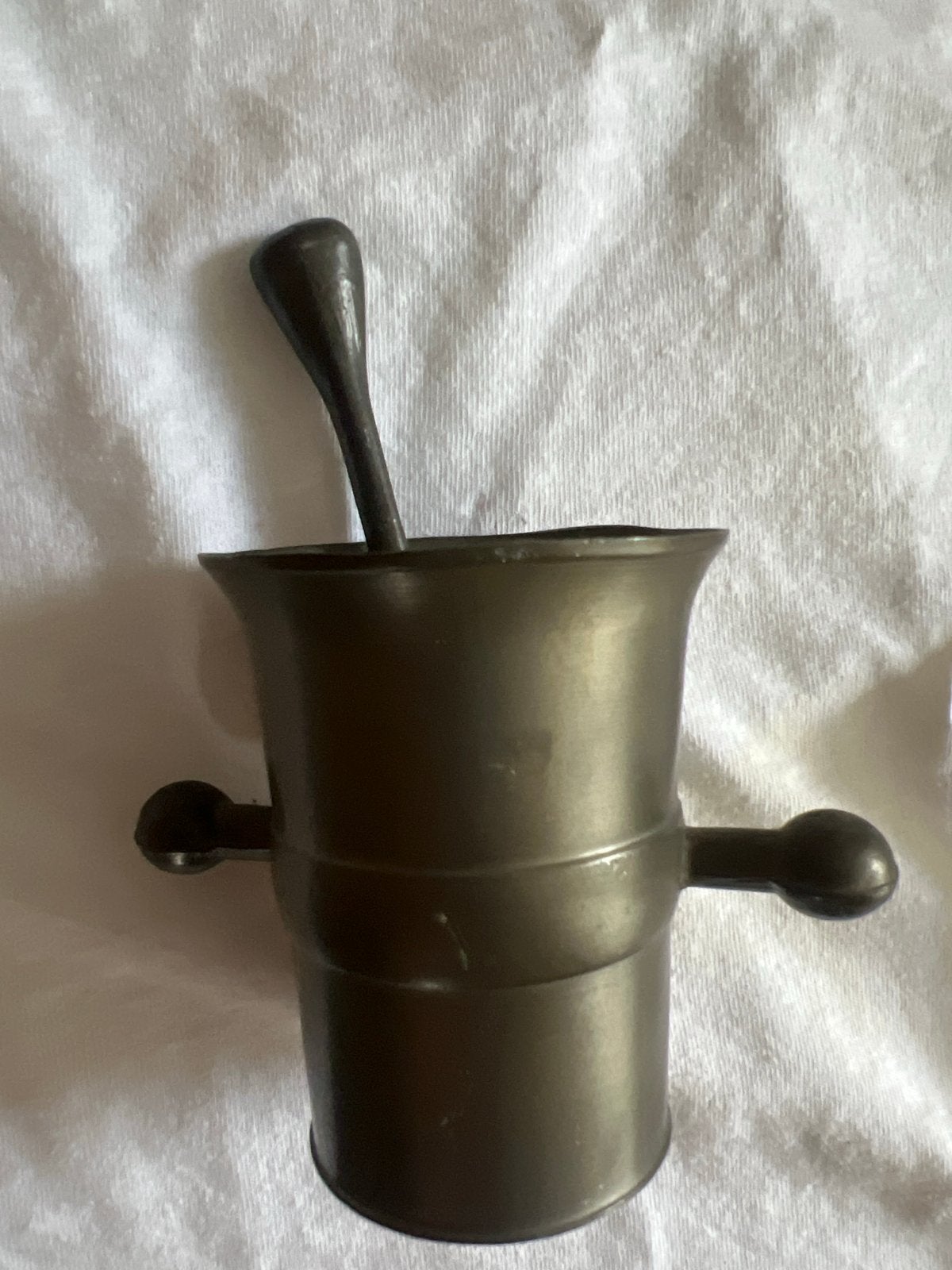 Antieke tinnen vijzel met stamper, gemerkt, Antiek en Kunst, Ophalen of Verzenden