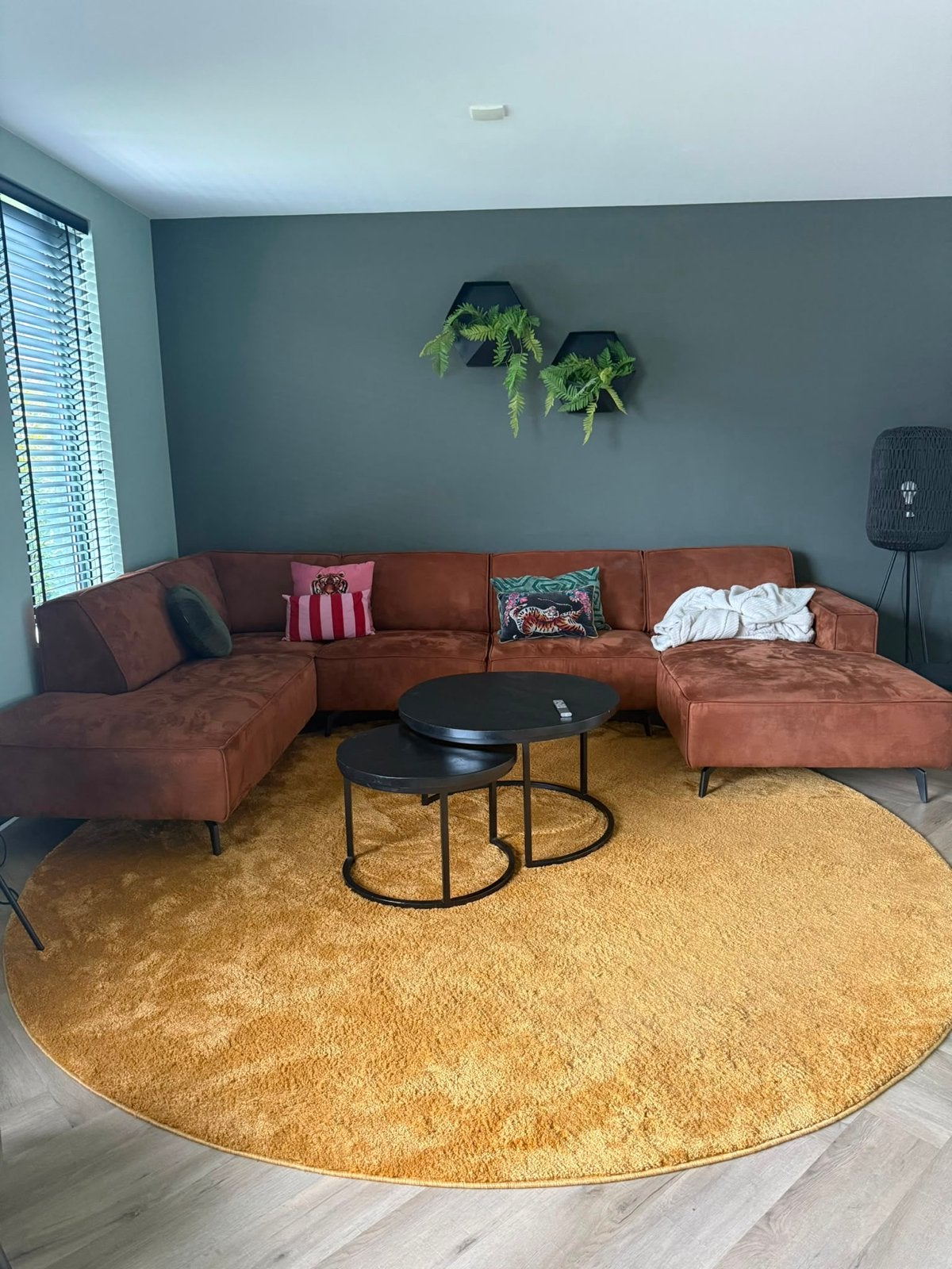 Velours vloerkleed rond - Flair goud 300 cm, Ophalen, Rond, Zo goed als nieuw, 200 cm of meer