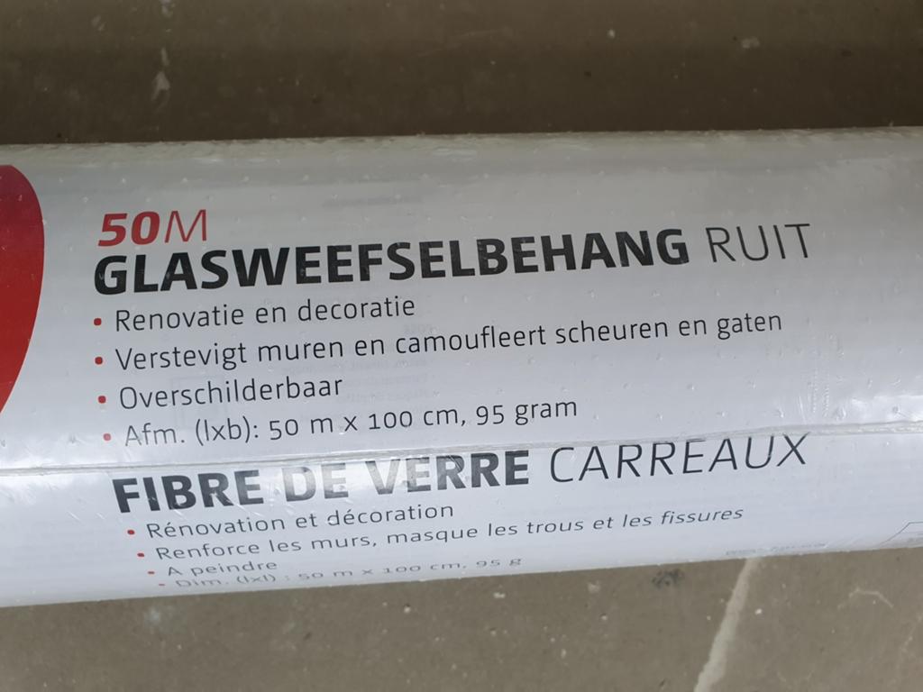Glasvezelbehang Ruit 50m - Renoveer en Decoreer, Ophalen of Verzenden, 50 tot 75 m², Wit, Ruitpatroon