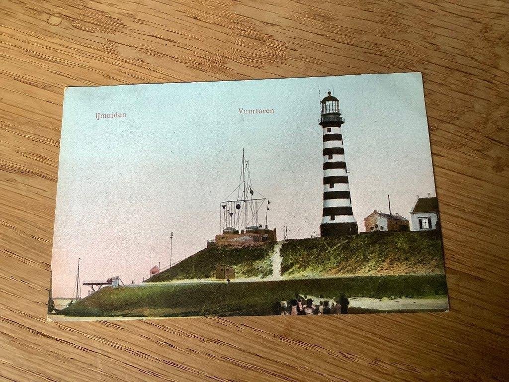 IJmuiden 1903 vuurtoren met seinpoststelling, prachtkaart, Verzamelen, Ansichtkaarten | Nederland, Ophalen of Verzenden, Voor 1920