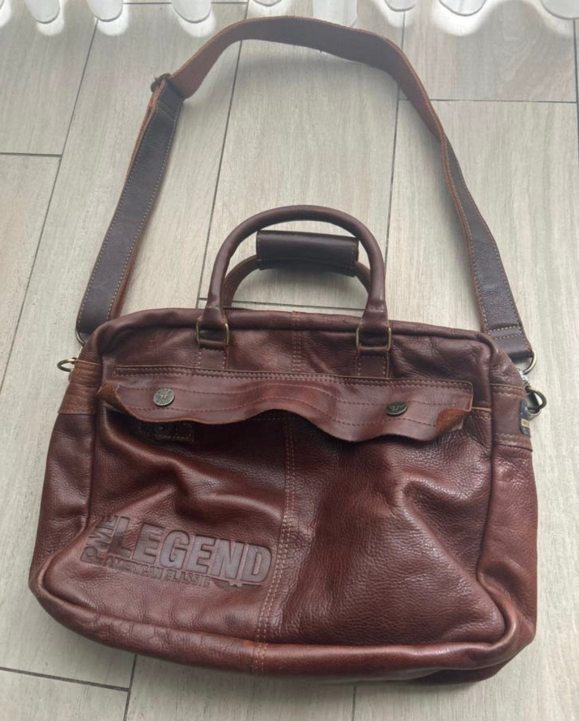 PME Legend Leren Laptoptas/Schoudertas, Bruin, Echt leder, Ophalen of Verzenden, Riem of Ceintuur