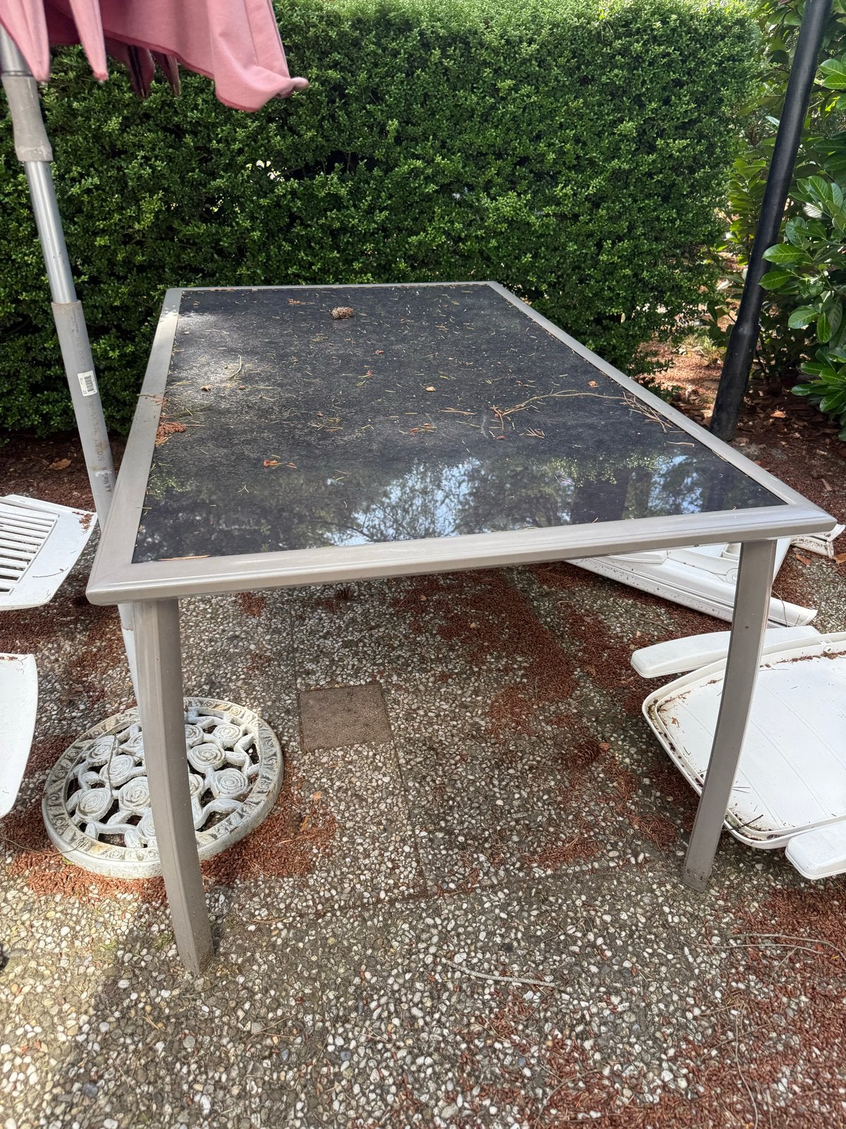 Glazen tuintafel circa 1,80/90, Antiek en Kunst, Ophalen