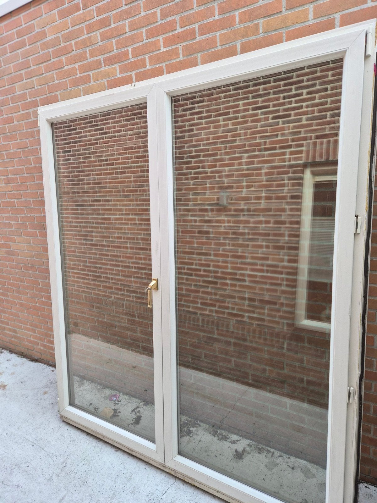 Kozijn met openslaande deuren en HR glas (222x196 cm), Ophalen, Gebruikt, Buitendeur, Glas