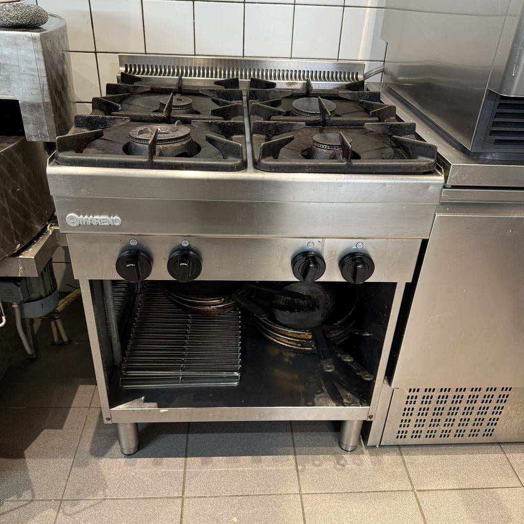Mareno 4 pits gasfornuis horeca, Ophalen, Gebruikt, 60 cm of meer, 4 kookzones