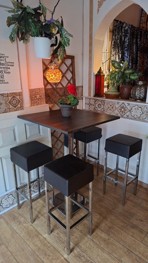 Bartafel met 4 krukken - Modern en stijlvol, Ophalen of Verzenden