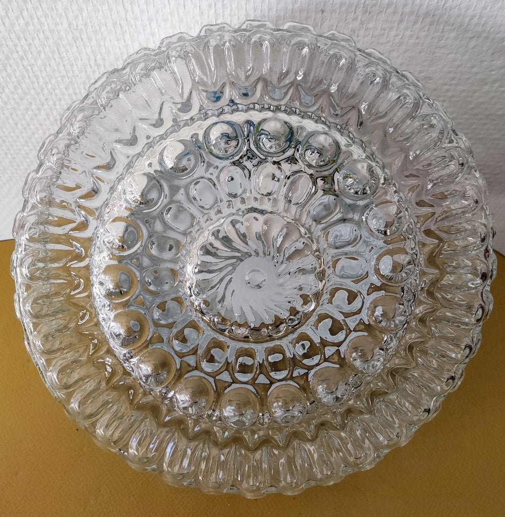 Vintage glazen plafonnière ~ Massive, Huis en Inrichting, Lampen | Plafondlampen, Ophalen of Verzenden, Gebruikt