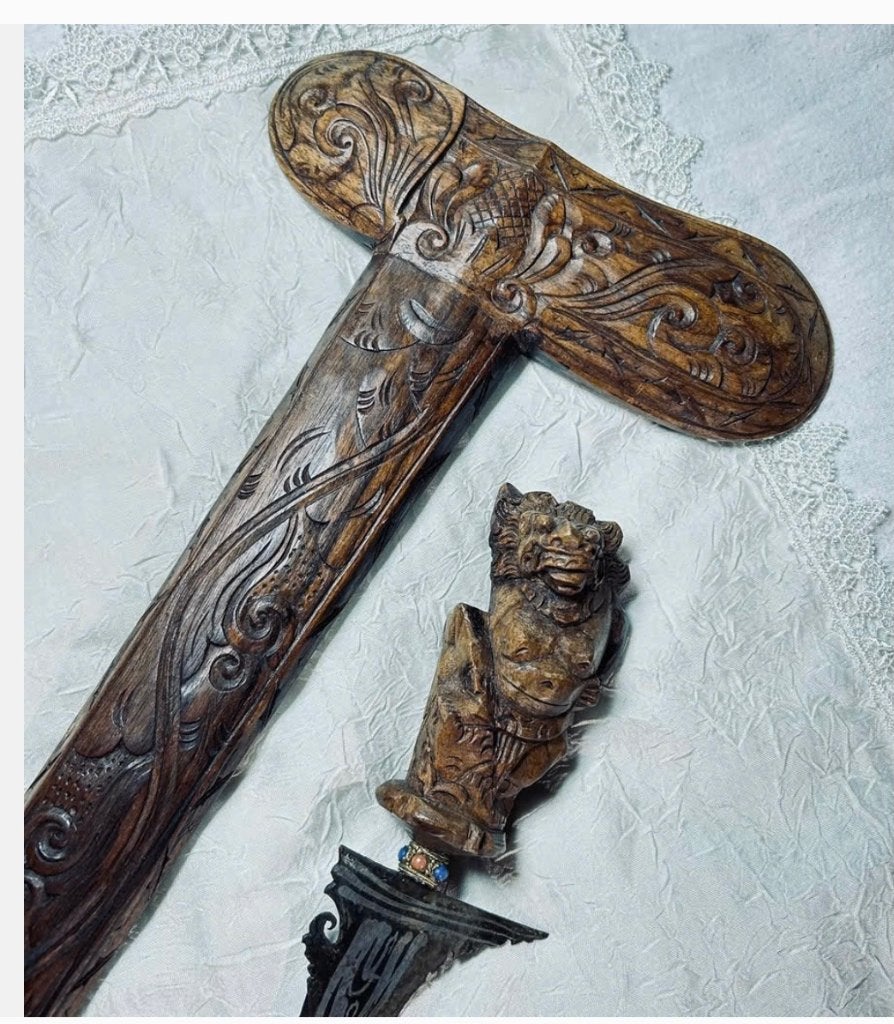 Traditioneel Indonesische Keris of kris 50 cm, hout metaal, Ophalen of Verzenden