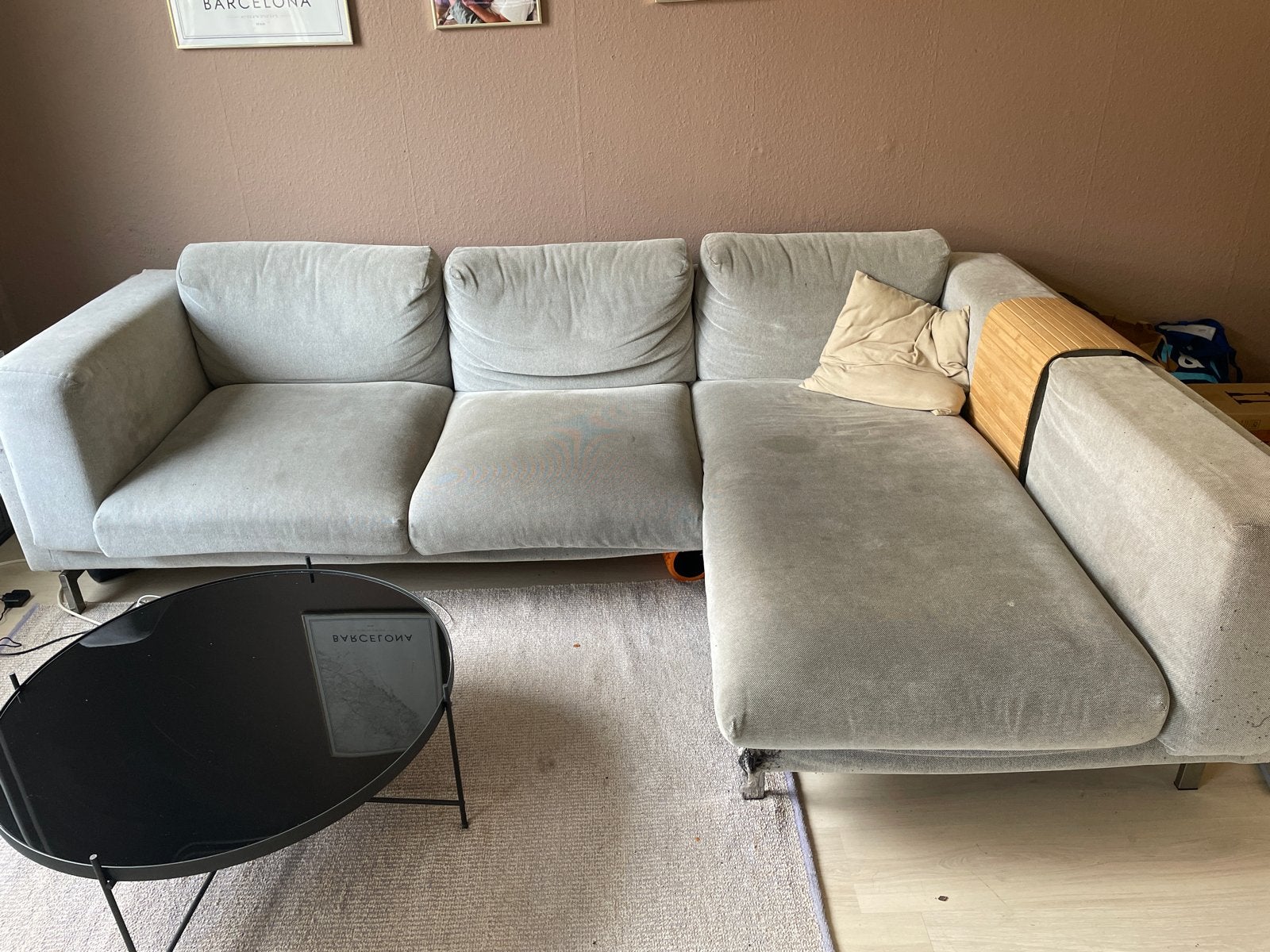 Gratis af te halen: Ruime 3-zits hoekbank, Ophalen, 250 tot 300 cm, Gebruikt, 100 tot 125 cm