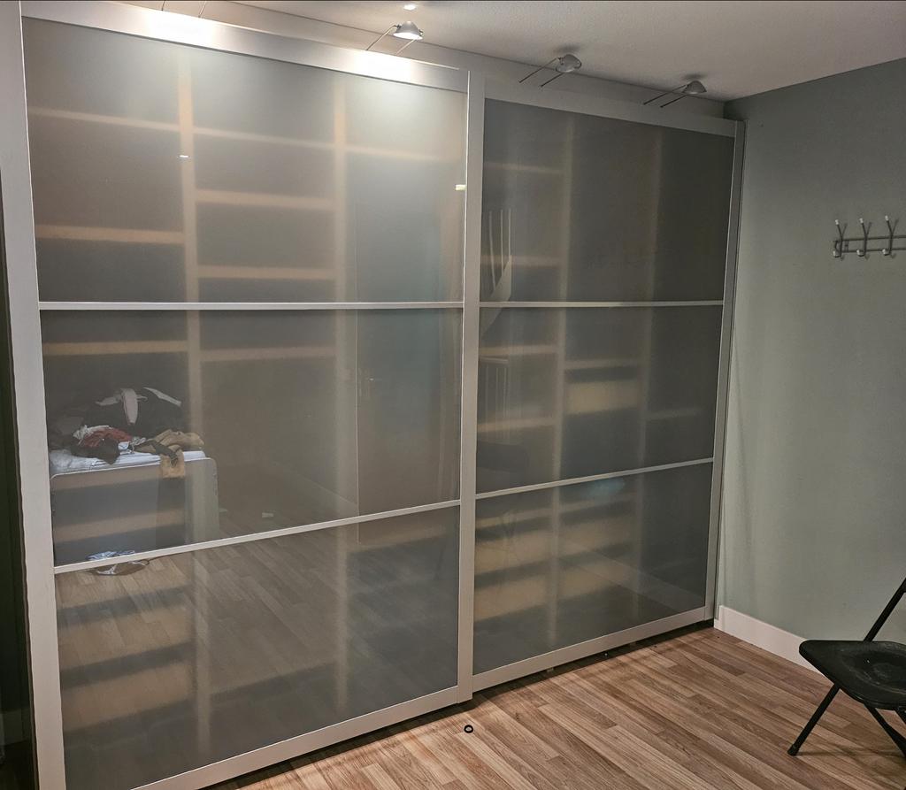 IKEA PAX schuifdeuren aluminium met glas, Ophalen, Gebruikt, 200 cm of meer, 150 tot 200 cm