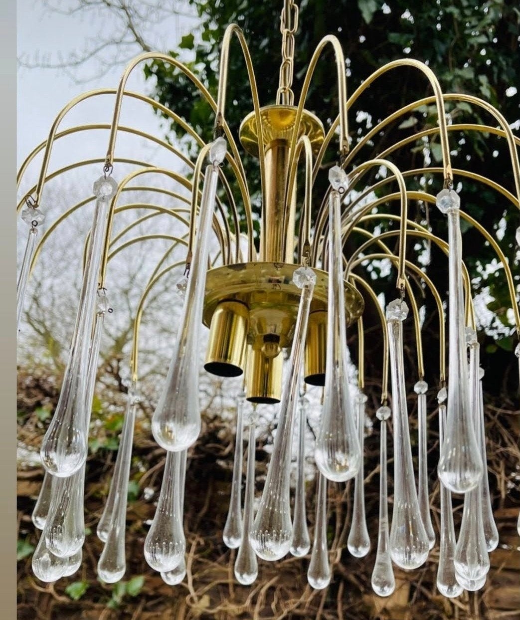 Vintage Venetiaanse Teardrop Kroonluchter - Jaren '60, Huis en Inrichting, Ophalen, Vintage