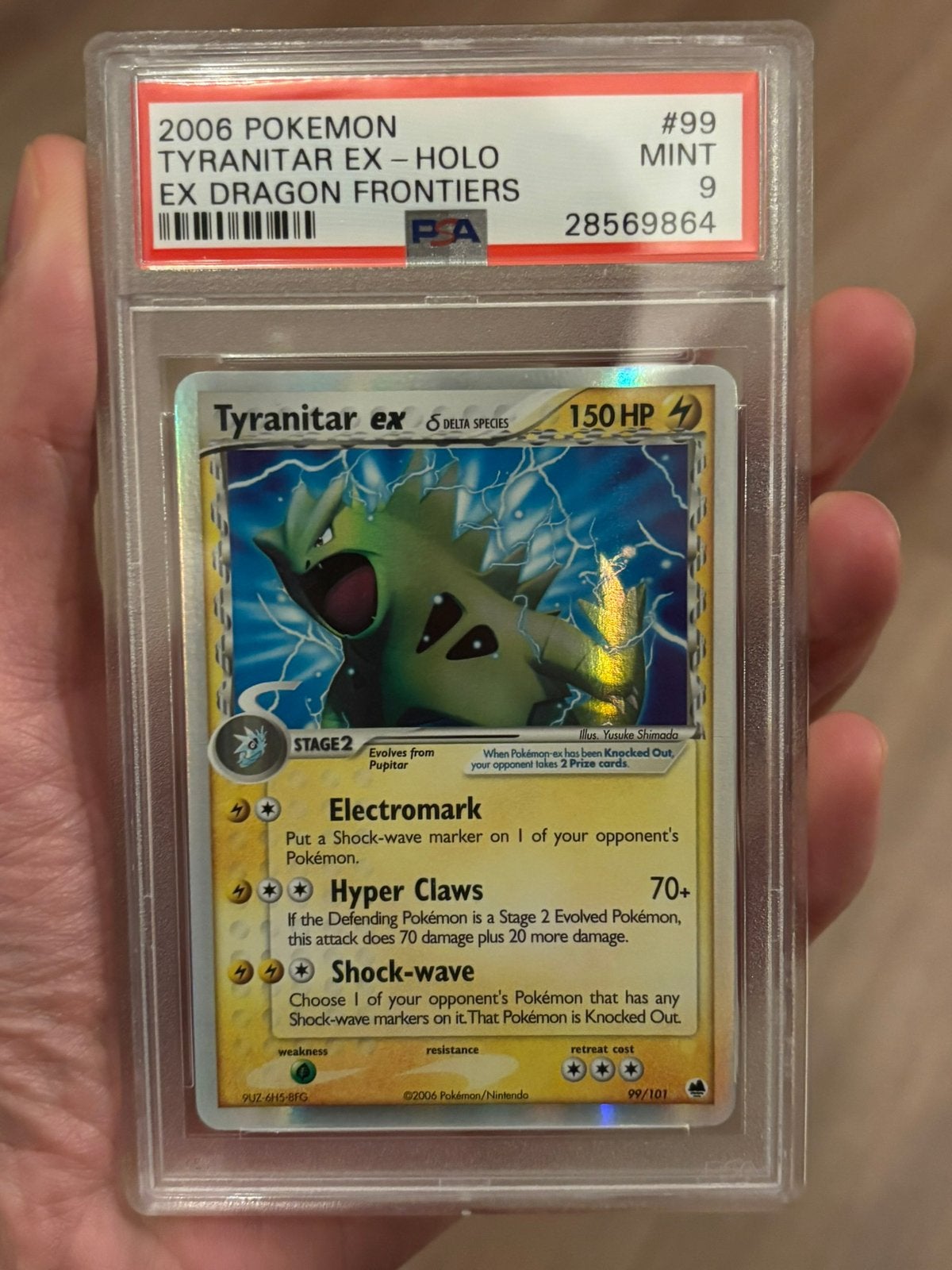 Tyranitar ex #99 ex Dragon Frontiers PSA 9, Ophalen of Verzenden, Zo goed als nieuw