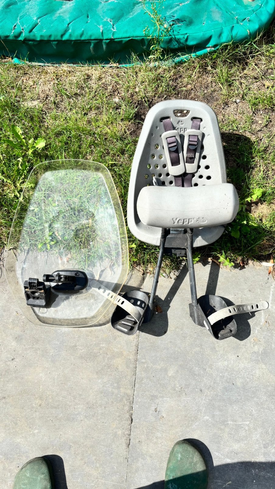 Yepp fietststoeltje voor, met windscherm en adapter, Fietsen en Brommers, Voorzitje, Ophalen, 0 t/m 10 kg, Gebruikt