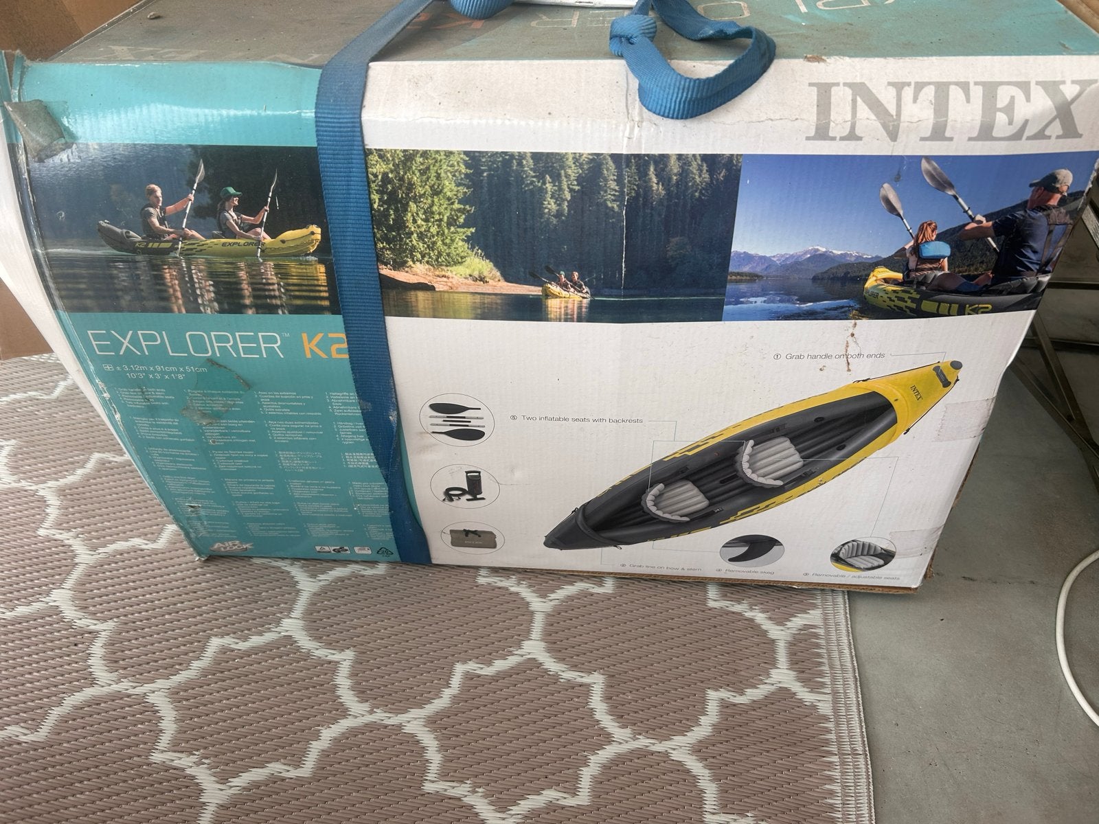 Intex Explorer K2 Opblaasbare 2-persoons Kano - Zo goed als, Ophalen, Opblaasbaar, Zo goed als nieuw, 2-persoons