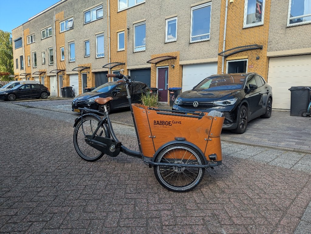 Babboe Curve - Luxe Bakfiets met 3 wielen, Fietsen en Brommers, Fietsen | Bakfietsen, 4 kinderen of meer, Gebruikt, Huif, Trommelrem