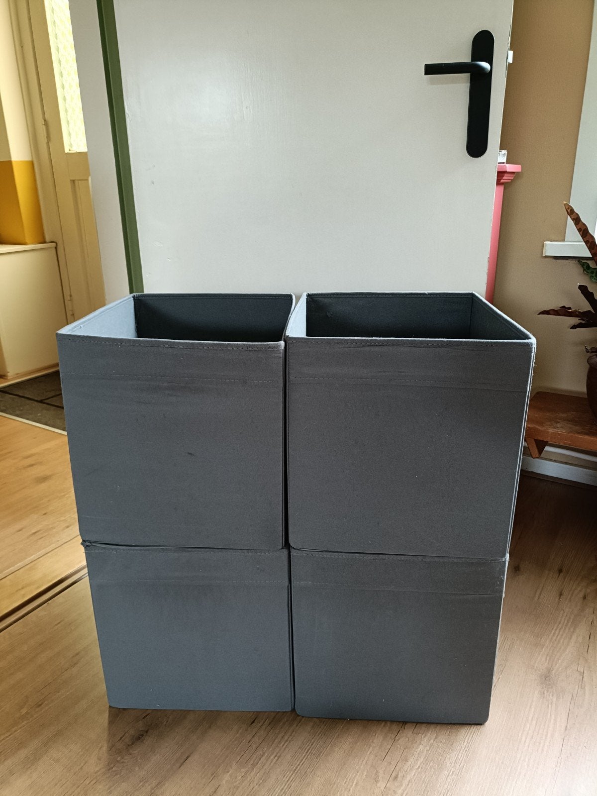 4 grijze Drona Ikea bakken van stof, Ophalen, Gebruikt