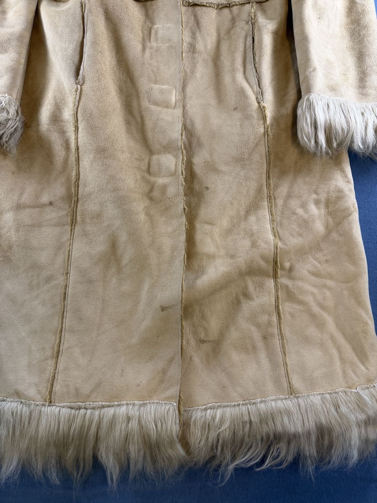 Beige lammy jas (teddy-mantel / Afghaanse coat), Vintage, Bayline Vintage Trading, Verzenden, Beige, Maat 42/44 (L)