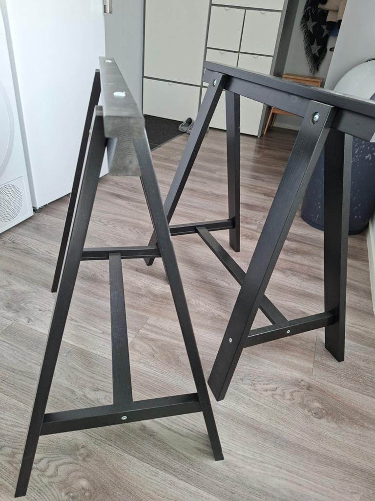 Ikea schragen zwart 2x, Ophalen of Verzenden, Gebruikt