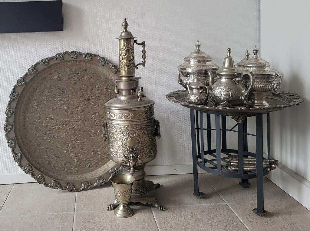 Marokkaanse antieke Samovar en thee set, Ophalen of Verzenden