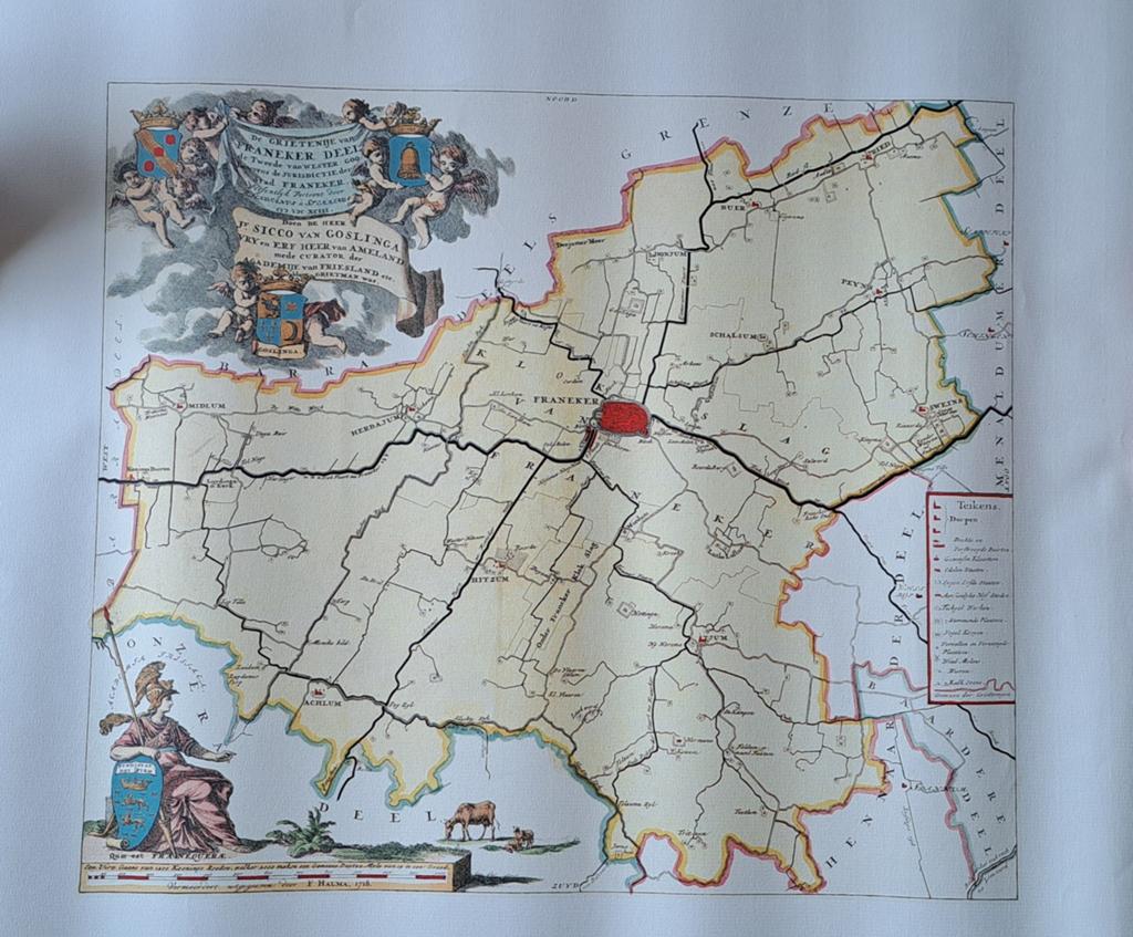 Prachtige kleurenreproducties Grietenijkaarten Friesland, Ophalen, Voor 1800, Bernardus Schotanus à Sterringa, Nederland