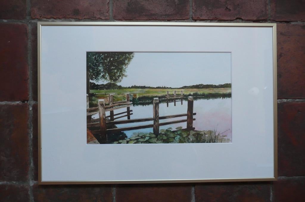 Schilderij waterpartij Marianne Bergwerff 1986, Antiek en Kunst, Kunst | Schilderijen | Klassiek, Ophalen