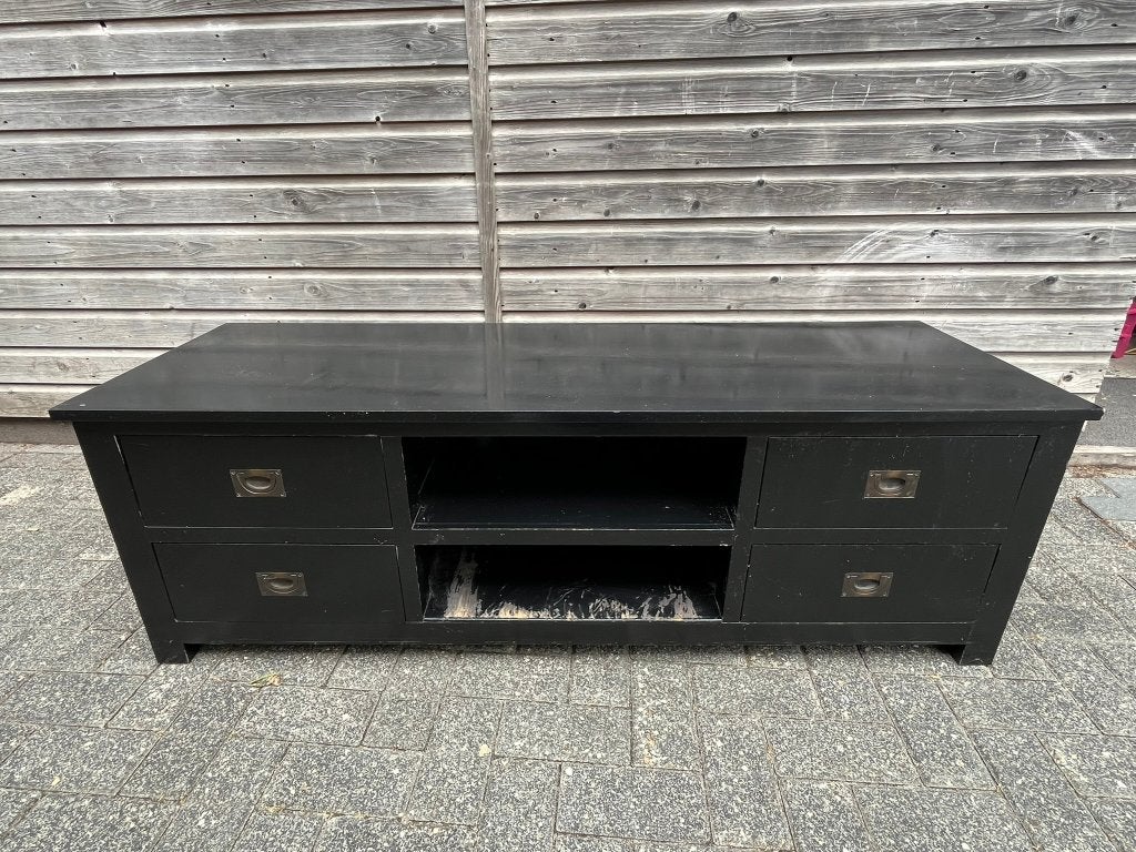 Tv kast met lades zwart -  TV-Meubel / Apothekerskast-stijl, Huis en Inrichting, Kasten | Televisiemeubels, Ophalen, Gebruikt