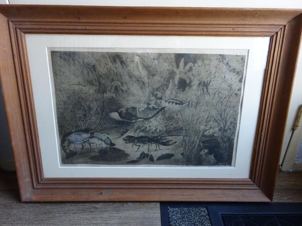 Eugene Rensburg ( 1872-1956 ) - Noordzee dieren, Antiek en Kunst, Ets, Origineel, Ophalen of Verzenden, Flora en Fauna