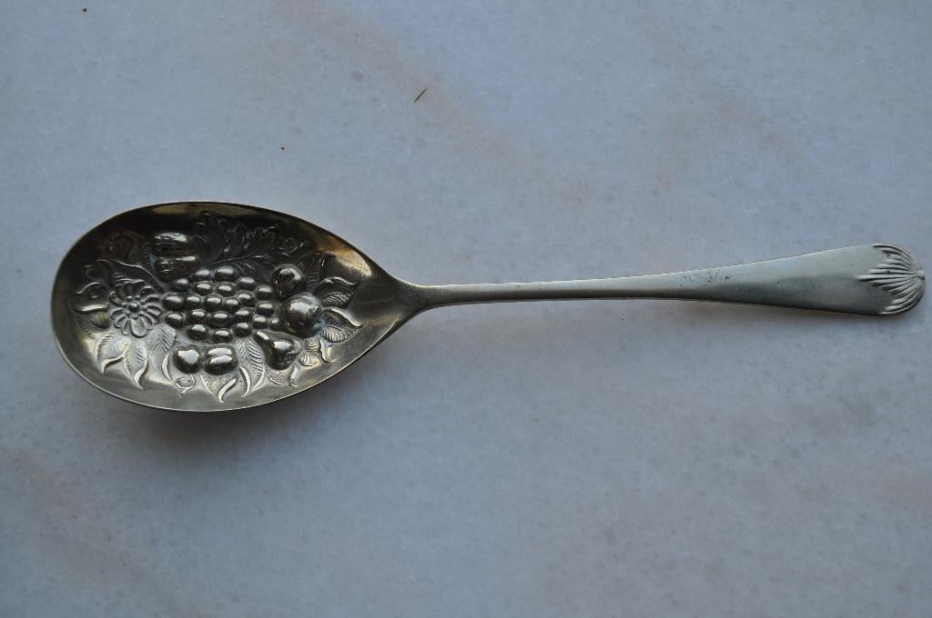 Oude Verzilverde Lepel 21 cm, Antiek en Kunst, Antiek | Bestek, Ophalen of Verzenden
