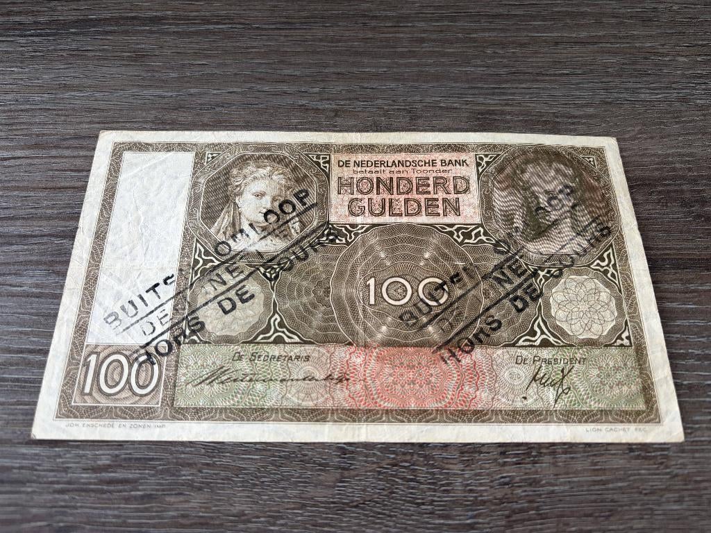 Biljet 100 gulden Luitspelende Vrouw - buiten omloop, 1940, Postzegels en Munten, Bankbiljetten | Nederland, Ophalen of Verzenden