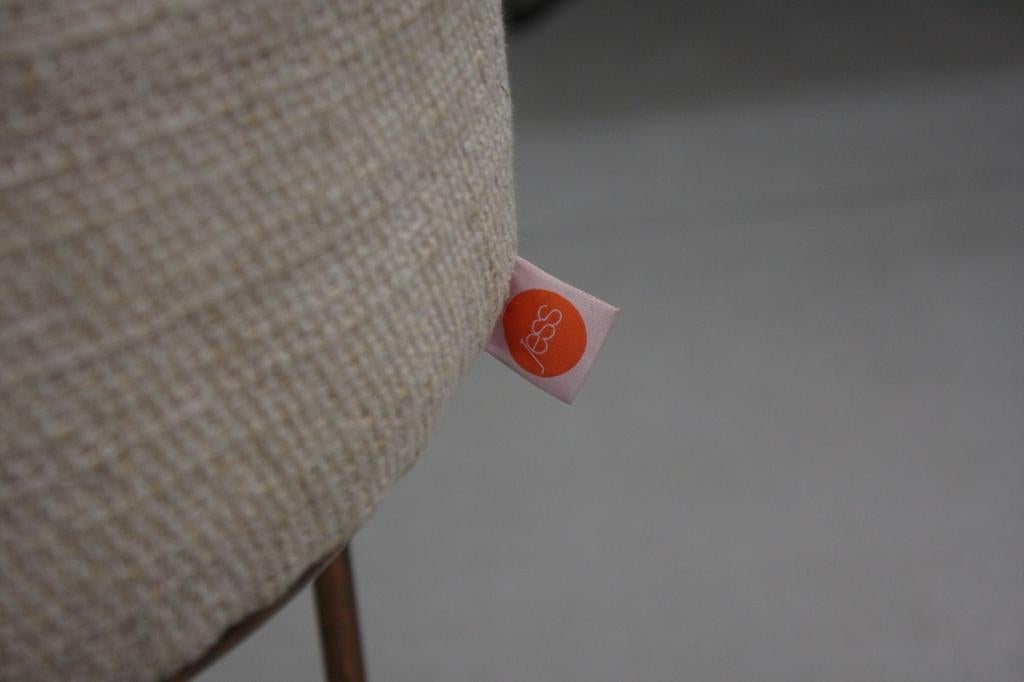 Ronde poef hocker krukje CODY Jess Design metaal stof beige, Minder dan 50 cm, Rond, Minder dan 50 cm, Ophalen of Verzenden